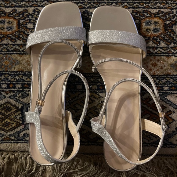 Glamorous Silver High Heels GLITTER - Picture 1 of 3